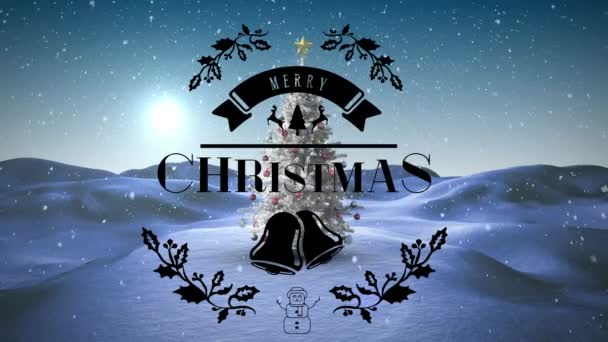 Animation Merry Christmas Text Winter Scenery Christmas Tradition Celebration Concept — Stock Video