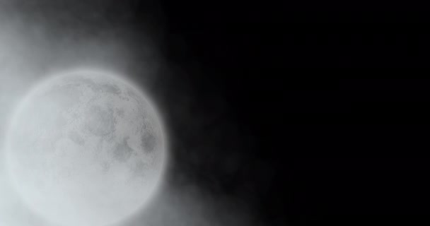 Animatie Van Maan Mist Zwarte Achtergrond Halloween Herfst Feest Traditie — Stockvideo
