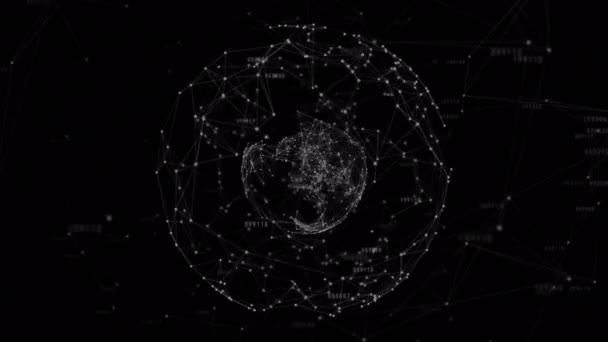 Işıldayan Noktalarla Bağlantılı Dünya Ağının Animasyonu Küresel Bağlantılar Ağlar Konsepti — Stok video