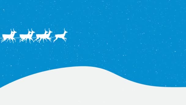 Animation Von Weihnachtsmännern Schlitten Mit Rentieren Die Sich Über Schnee — Stockvideo