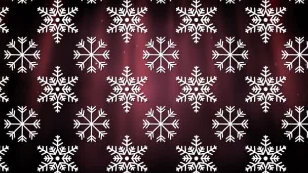 Animation Snowflakes Glowing Red Background Christmas Tradition Celebration Concept Digitally — Stock Video