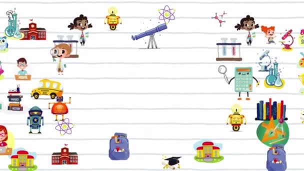 Animation Des Articles Scolaires Cahiers Chapeau Fin Études Sur Fond — Video