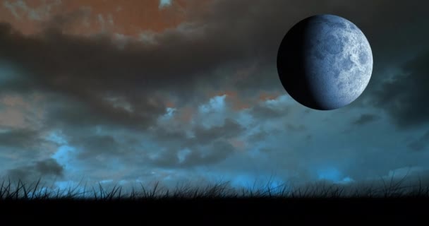 Animación Luna Llena Cielo Nocturno Naturaleza Noche Tranquilidad Concepto Vídeo — Vídeos de Stock
