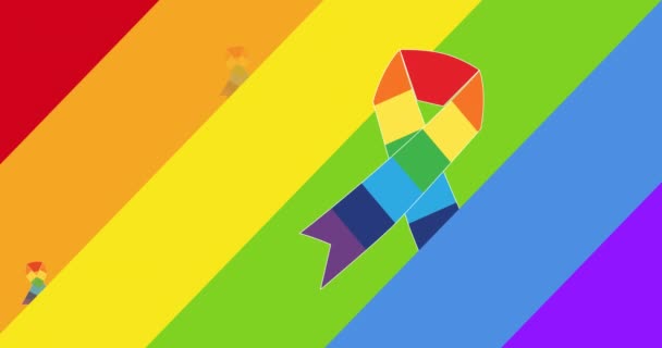 Animación Cintas Arco Iris Sobre Rayas Arco Iris Lgbtq Orgullo — Vídeo de stock