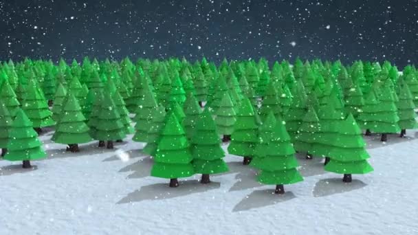 Kış Manzarasında Mavi Arka Planda Birden Fazla Ağaç Ikonunun Üzerine — Stok video