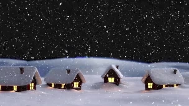 Animering Snö Faller Över Vinterlandskapet Jul Vinter Tradition Och Firande — Stockvideo