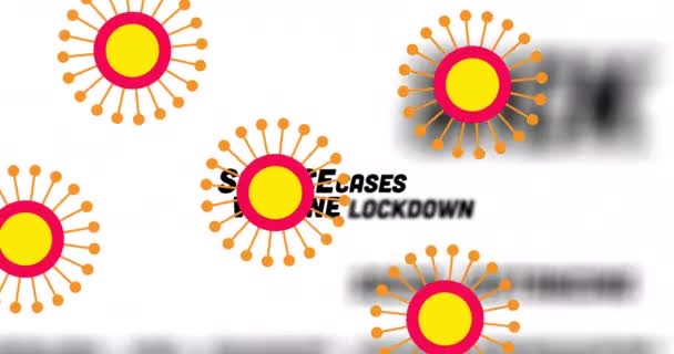 Animation Von Covid Zellen Die Über Den Text Des Coronavirus — Stockvideo