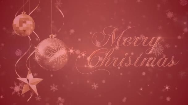 Animazione Testo Buon Natale Con Palle Natale Sfondo Con Filtro — Video Stock