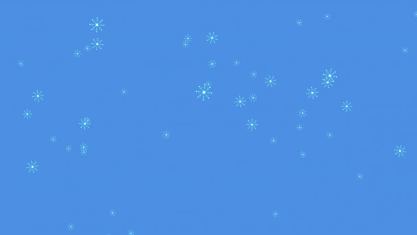 Digitale Animation Mehrerer Schneeflockensymbole Die Vor Blauem Hintergrund Fallen Weihnachtsfeier — Stockvideo