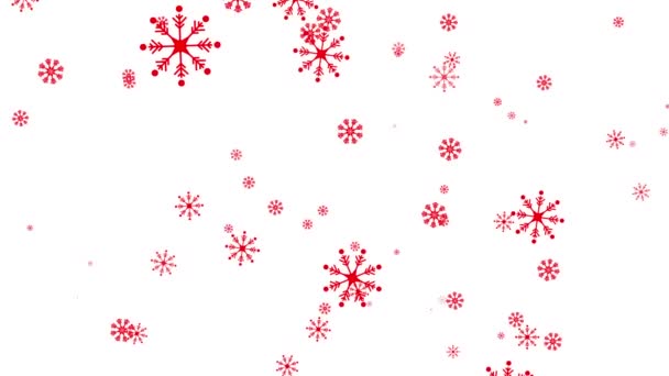 Ψηφιακή Κινούμενη Εικόνα Κόκκινων Νιφάδων Χιονιού Που Πέφτουν Πάνω Λευκό — Αρχείο Βίντεο