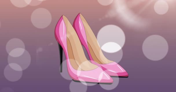 在粉色背景上的鞋子图标动画 时装和配饰背景图概念数码生成视频 — 图库视频影像