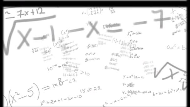 Animación Del Alcance Sobre Ecuaciones Matemáticas Película Vintage Sobre Fondo — Vídeo de stock