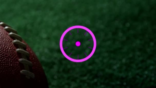 Анімація Фіолетових Калейдоскопічних Форм Над Американським Футбольним Ячем Всесвітній Спорт — стокове відео