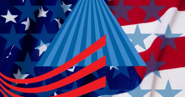 Animación Movimiento Patrón Bandera Americana Sobre Bandera Los Estados Unidos — Vídeos de Stock