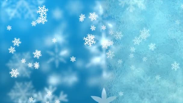 Animation Von Schnee Und Frost Auf Blauem Hintergrund Weihnachten Winter — Stockvideo