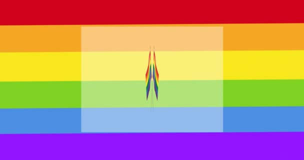 Animación Banderas Arco Iris Sobre Rayas Arco Iris Lgbtq Orgullo — Vídeo de stock