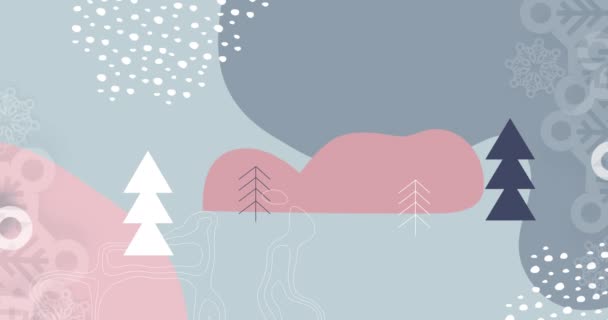 Animación Decoraciones Navideñas Sobre Paisajes Invernales Navidad Tradición Concepto Celebración — Vídeos de Stock