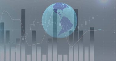 Mavi Dünya 'daki finansal veri işleme görüntüsü. küresel seyahat, çevre ve sürdürülebilirlik kavramı dijital olarak oluşturulmuş görüntü.