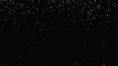 Siyah arkaplanda fotokopi alanı ile hareket eden kar yağışı ve parıldayan noktaların animasyonu. Noel, kış, gelenek ve kutlama konsepti dijital olarak oluşturulmuş video.