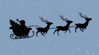 Noel Baba 'nın üzerine ren geyiğiyle birlikte kızakla düşen karların canlandırması. Noel, gelenek ve kutlama konsepti dijital olarak oluşturuldu.