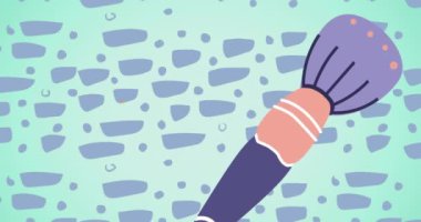 Yeşil arkaplanda toz fırçası animasyonu. moda ve aksesuarlar arka plan desen kavramı dijital olarak oluşturulmuş video.