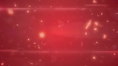 Kırmızı filtreli arka planda kayan yıldızların canlandırması. Noel, kış, gelenek ve kutlama konsepti dijital olarak oluşturulmuş video.