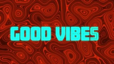 Işıl ışıl hareket eden dalganın üzerindeki iyi titreşimlerin animasyonu. Video oyunu, eğlence ve dijital arayüz kavramı dijital olarak oluşturuldu.