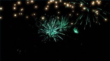 Diwali metinleri, havai fişekler ve parlayan yıldızların animasyonu. Yeni yıl partisi ve kutlama konsepti dijital olarak oluşturulmuş video.