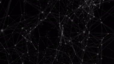Siyah arkaplandaki parlayan noktalarla bağlantı ağının animasyonu. küresel bağlantılar ve ağlar konsepti dijital olarak oluşturulmuş video.