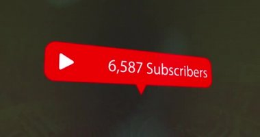 Koyu arkaplan üzerinde abone sayısının animasyonu. Video oyunu, eğlence ve dijital arayüz kavramı dijital olarak oluşturuldu.