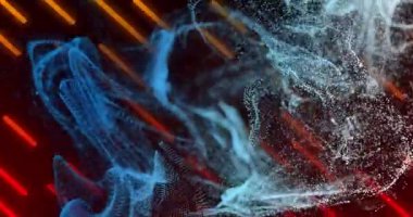 Siyah zemin üzerinde hareket eden parlak çizgilerin ve dalgaların animasyonu. renk, hareket ve enerji arkaplan kavramı, dijital olarak oluşturulmuş video.