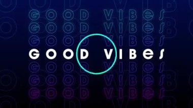 Koyu arkaplan üzerinde çoklu iyi titreşimlerin animasyonu. Video oyunu, eğlence ve dijital arayüz kavramı dijital olarak oluşturuldu.