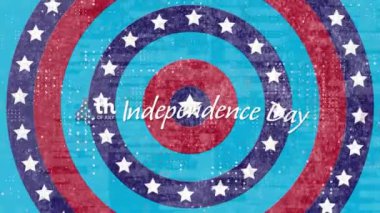 Bağımsızlık Günü Animasyonu, Amerika bayrağı üzerine yazılmış bir metin. Amerikan vatanseverliği, bağımsızlık ve kutlama konsepti dijital olarak oluşturulmuş video.