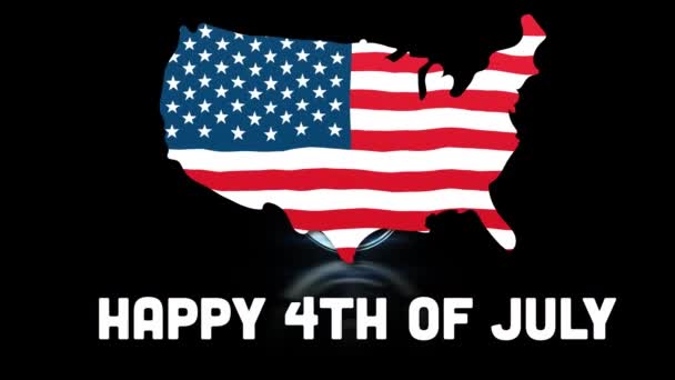 Amerikan Bayrağı Haritasıyla Birlikte Temmuz Metninin Animasyonu Vatanseverlik Amerika Nın — Stok video