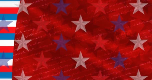 Animation Étoiles Déplaçant Dessus Constitution Américaine Patriotisme Américain Indépendance Concept — Video