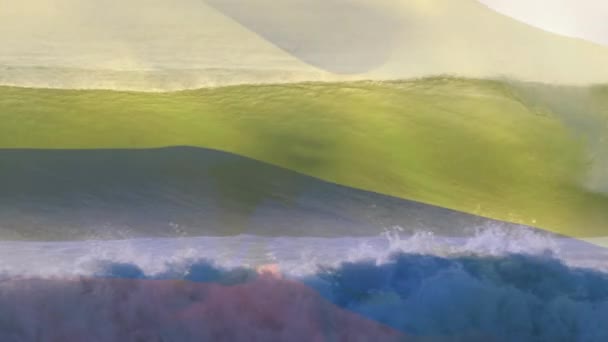 Animace Kolumbijské Vlajky Vlající Nad Vlnami Moři Cestování Dovolená Vlastenectví — Stock video