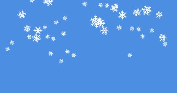 Digitale Animatie Van Meerdere Sneeuwvlokken Pictogrammen Vallen Tegen Een Blauwe — Stockvideo