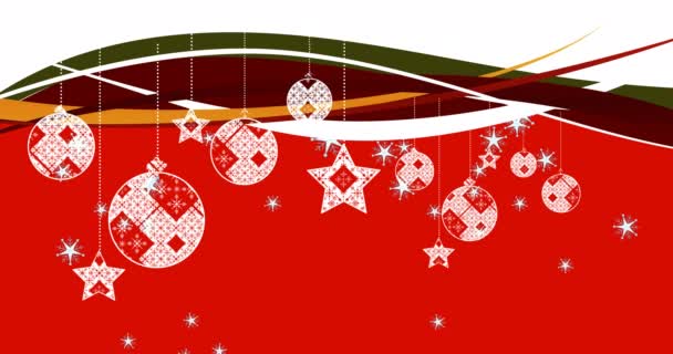 赤い背景にクリスマスの装飾のアニメーション クリスマス 伝統とお祝いのコンセプトデジタルで生成されたビデオ — ストック動画