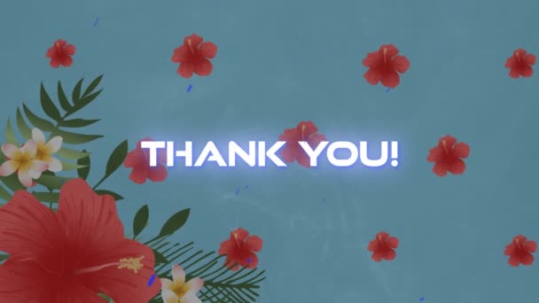 Animacja Podziękowania Tekst Nad Kwiatami Tło Social Media Koncepcja Komunikacji — Wideo stockowe