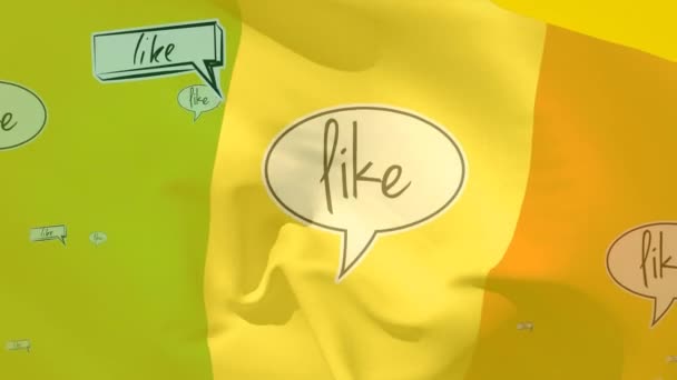 Konuşma Baloncuklarındaki Yazı Gibi Dalgalanan Talya Bayrağının Animasyonu Küresel Iletişim — Stok video