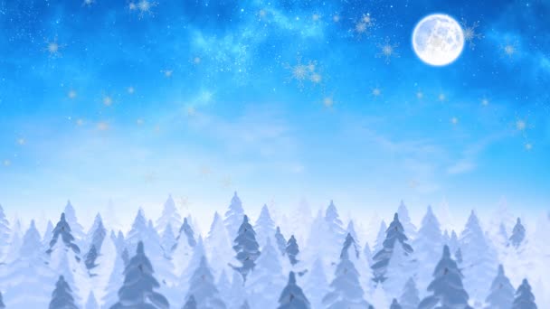 Animacja Śniegu Spadającego Księżyca Zimowego Krajobrazu Boże Narodzenie Zima Tradycja — Wideo stockowe