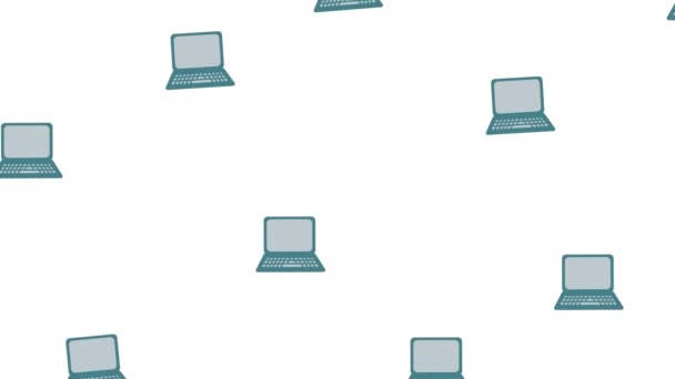 一排排的笔记本电脑 白色背景的篮球动画 回到学校和模式概念数码生成的视频 — 图库视频影像