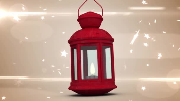 Animation Red Lantern Bright Background Glowing Lights Christmas Tradition Celebration — Stock Video