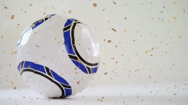 Animation Confettis Tombant Sur Ballon Foot Concept Mondial Sport Célébration — Video