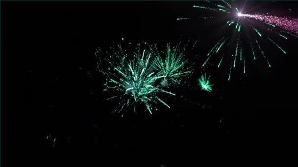 Animáció Évszakok Üdvözlet Szöveg Tűzijáték Karácsonyi Csillag Alá Szilveszteri Party — Stock videók