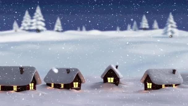 Animazione Della Neve Che Cade Sul Paesaggio Invernale Natale Inverno — Video Stock