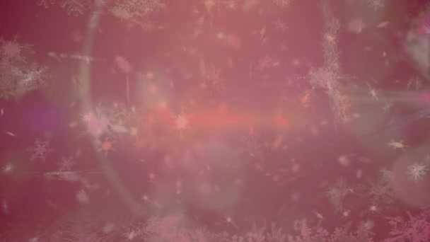 Bokeh Kırmızı Filtreli Arka Planda Kar Yağışının Animasyonu Noel Kış — Stok video