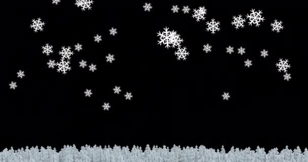 Animação Neve Caindo Sobre Cenário Inverno Natal Inverno Tradição Conceito — Vídeo de Stock
