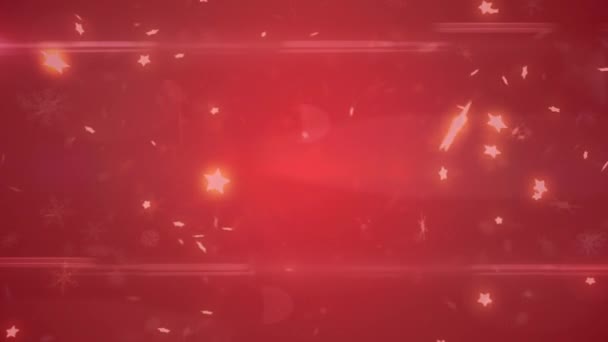 用红色滤镜在背景上对坠落的恒星进行动画 圣诞节 传统和庆祝概念数字制作的视频 — 图库视频影像