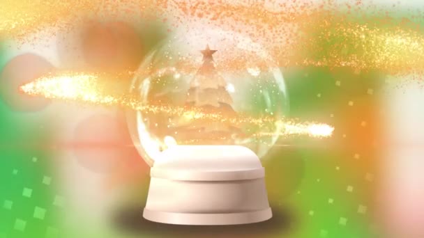 Animation Boule Neige Avec Arbre Noël Sur Des Taches Multicolores — Video